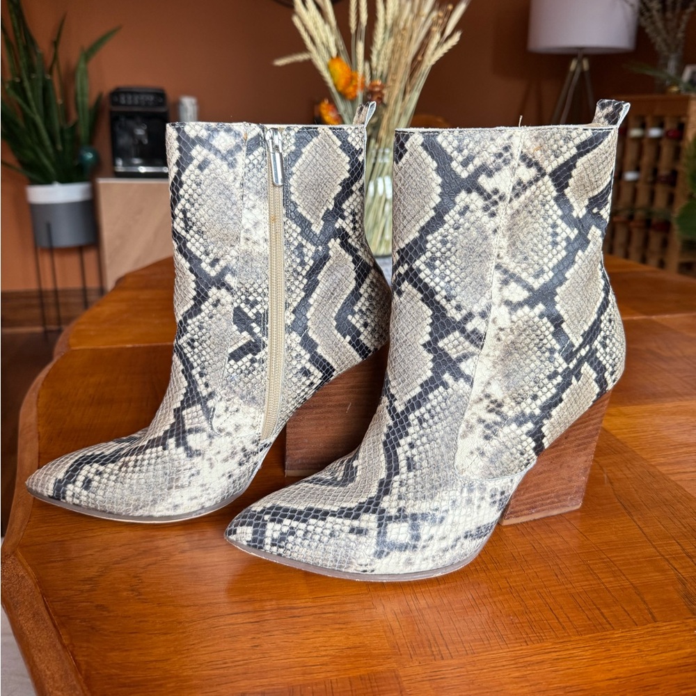 Snakeskin Wedge Ankle Boots
